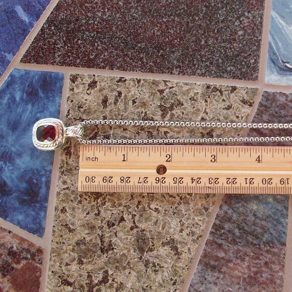 Rare & Retired David Yurman Albion Garnet Enhancer Pendant w/Chain - Picture 8 of 13